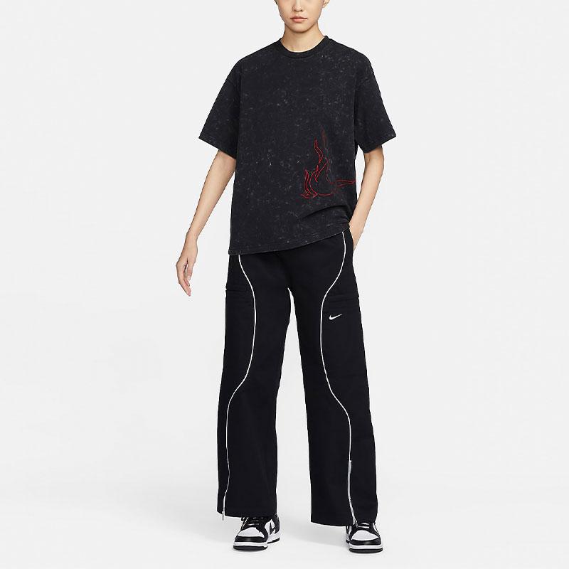 Nike Chinese New Year Animal Print Embroidered Loose Round Neck Short Sleeve T-Shirt Unisex Tops Black FZ7625-010