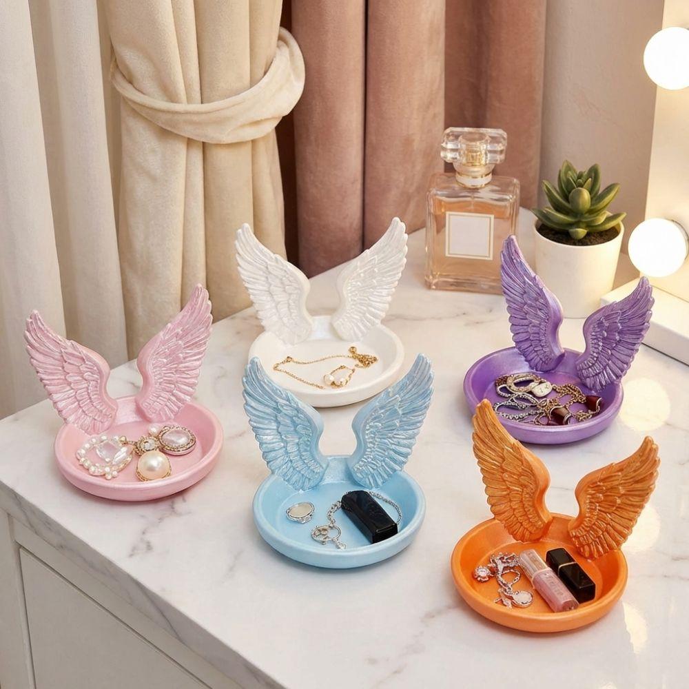 INS Jewelry Storage Tray Angel Wings Mini Key Tray Photo Prop Bracelets Organizer  Room Decor
