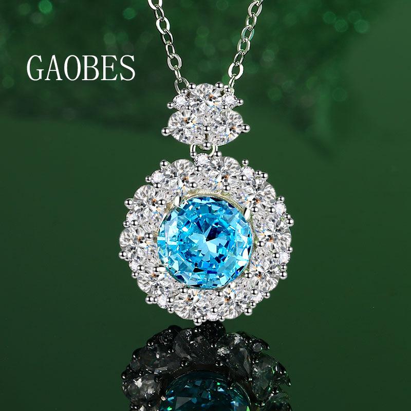 S925 Sterling Silver Luxury Gem Set: Sapphire Blue Necklace, Earrings & Ring