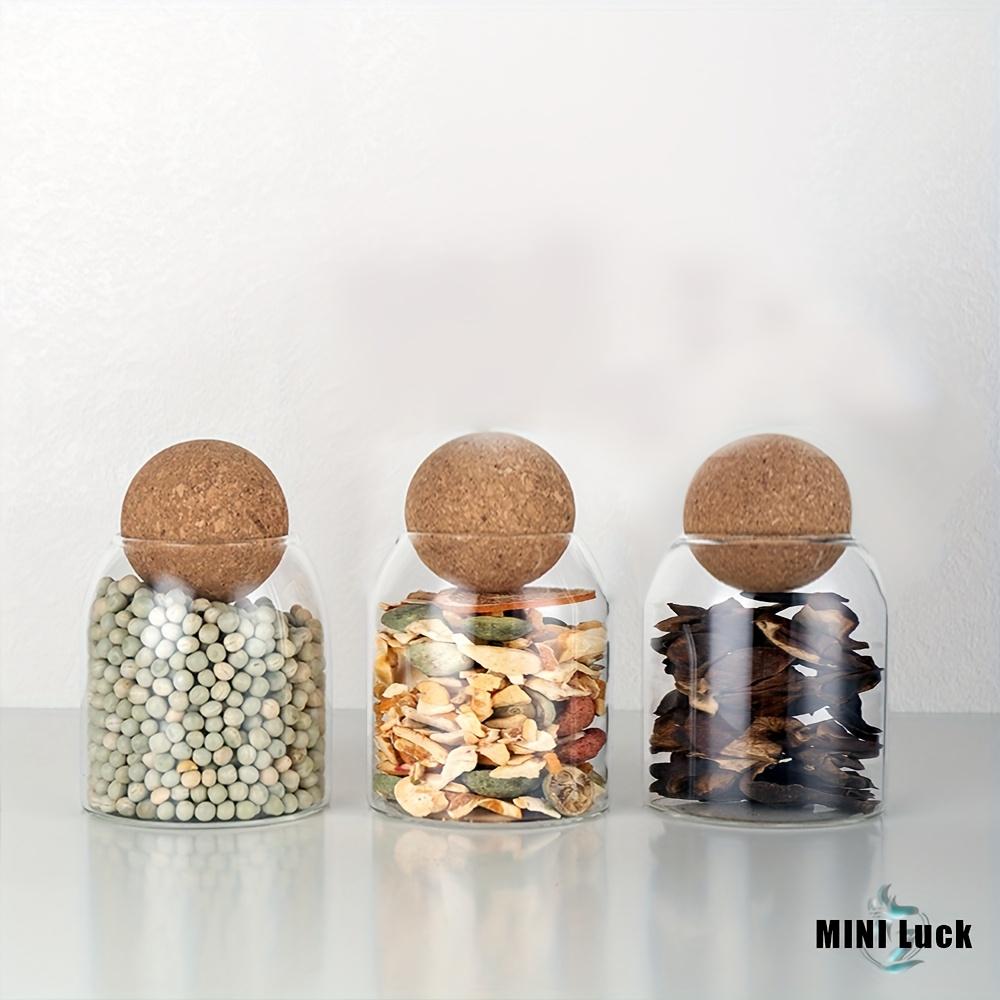 3pcs 500ml Borosilicate Glass Storage Jars with Cork Lids Airtight Leak Proof Containers for Food,Spices,Nuts,Coffee Beans Scratch Resistant