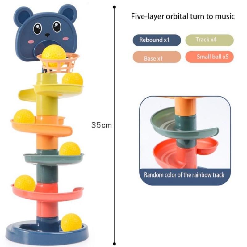 Giocattoli Educativi Creativi per Bambini con Pista Rotante, Palla che Scorre, Torre Impilabile