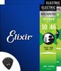 Elixir Electric Guitar Strings Set of 2 Light 010-046 Optiweb Coated Strings + Musent Pick Included Trial Set 19052-2P