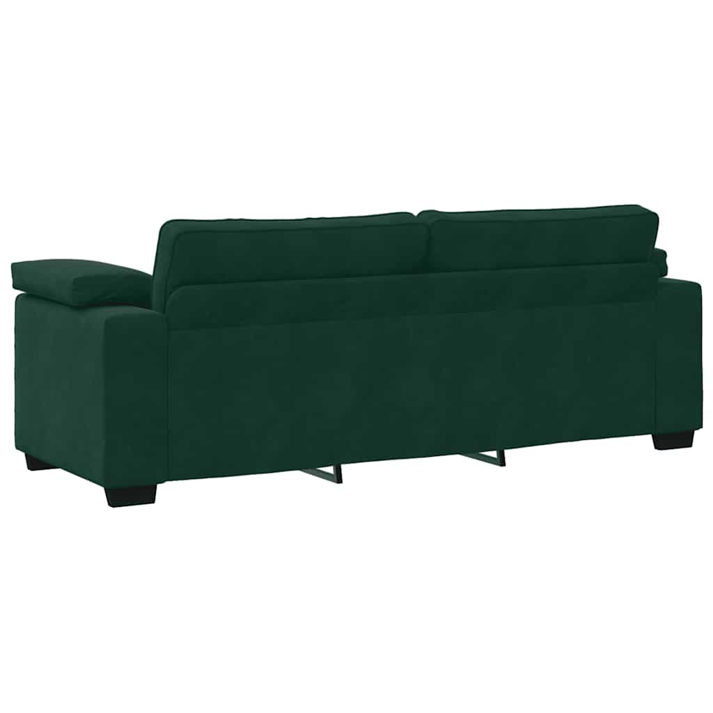 3 Piece Sofa Set with Cushions Dark Green Velvet
