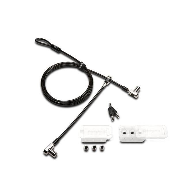 Câble De Sécurité - KENSINGTON - 3 En 1 - 2 Verrous À Clé - Compatible Avec Toutes Les Encoches - Argent