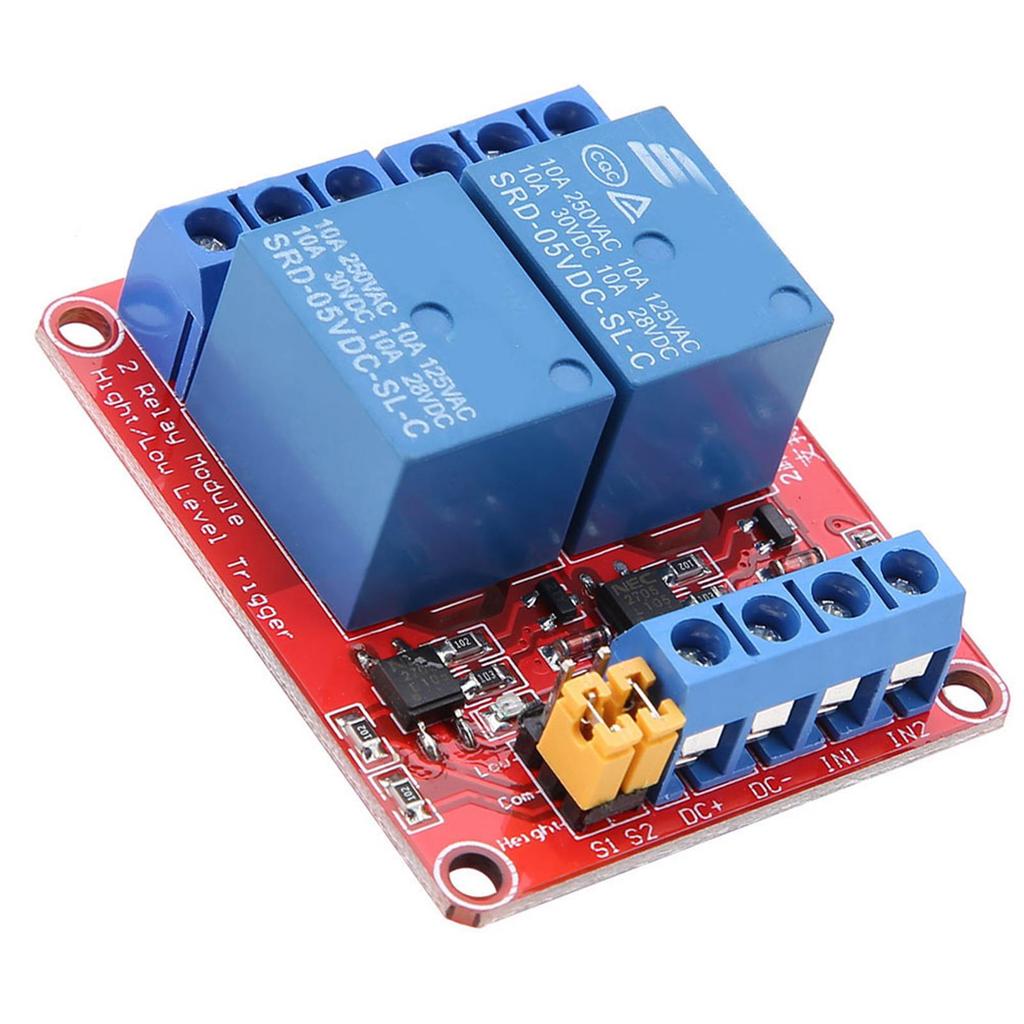 2 Channel Relay Module with Optocoupler Isolation High and Low Level Trigger