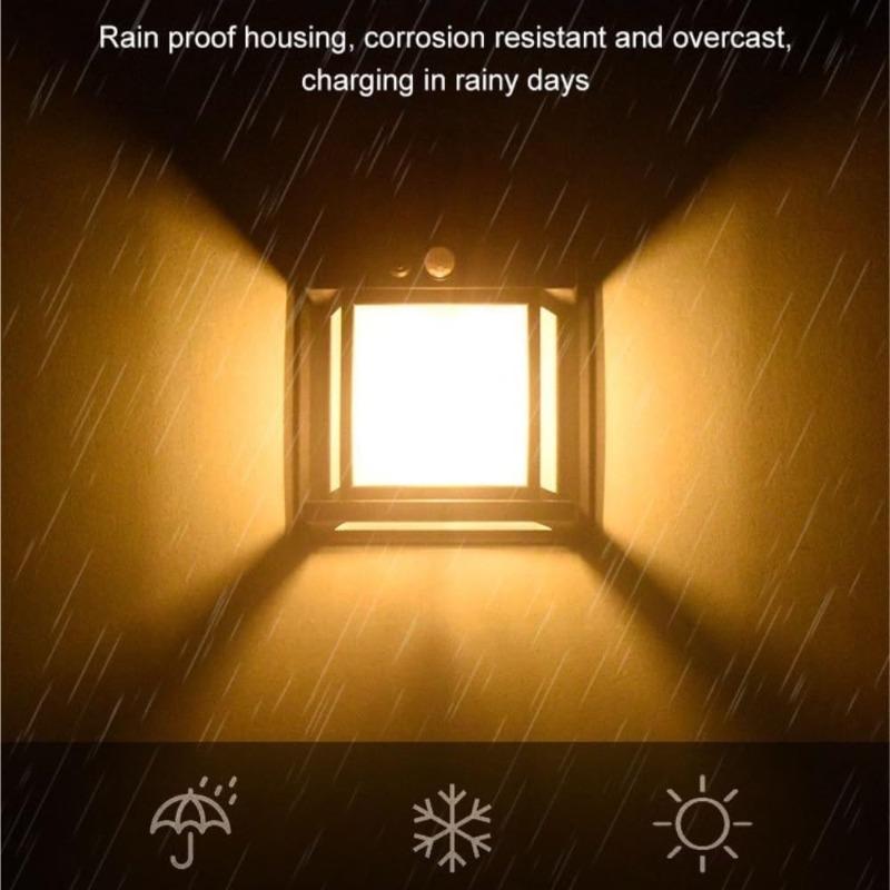 Solar Wall Lights Outdoor, Waterproof Motion Sensor Solar Powered Wall Lights with 3 Lighting Modes, Auto On/Off, for Porch, Patio, Fence, Garage