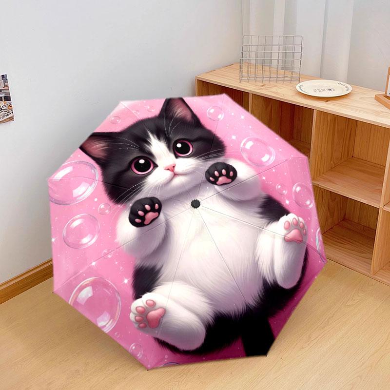 Black white animals Pattern Pattern New Style Umbrella, 1 Piece Automatic Folding Umbrella, Portable Travel Umbrella, Outdoor Umbrella, Birthday Gift