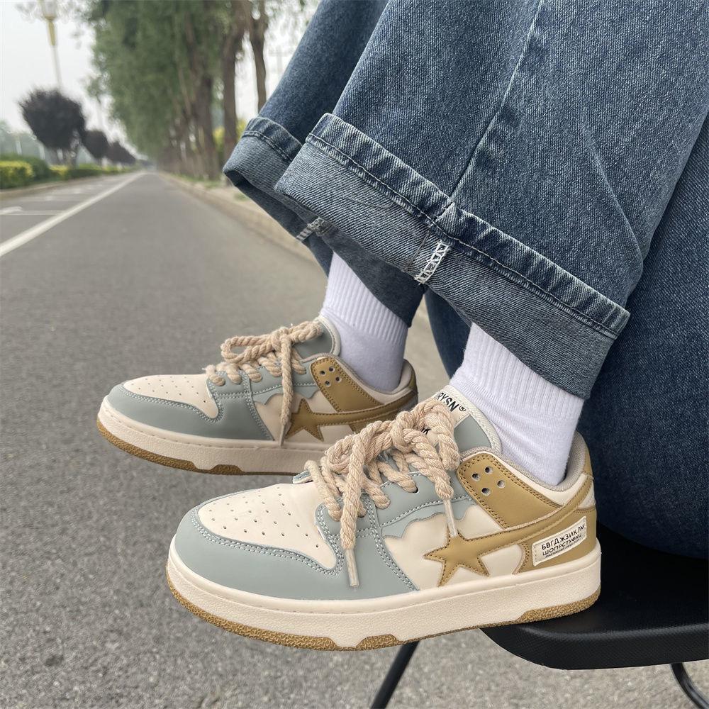 Fashion Women's Versatile Unique Design Vintage Niche Casual Shoes Student Flat Plate Shoes Spring Autumn White Sneakers