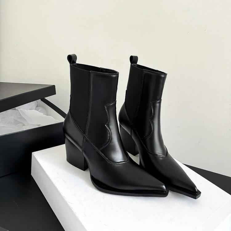 Fashion European American Low Leather Crazy Horse Combat Casual Boots Women's Retro Fashion Commuting Shopping Chelsea Short Boots 44