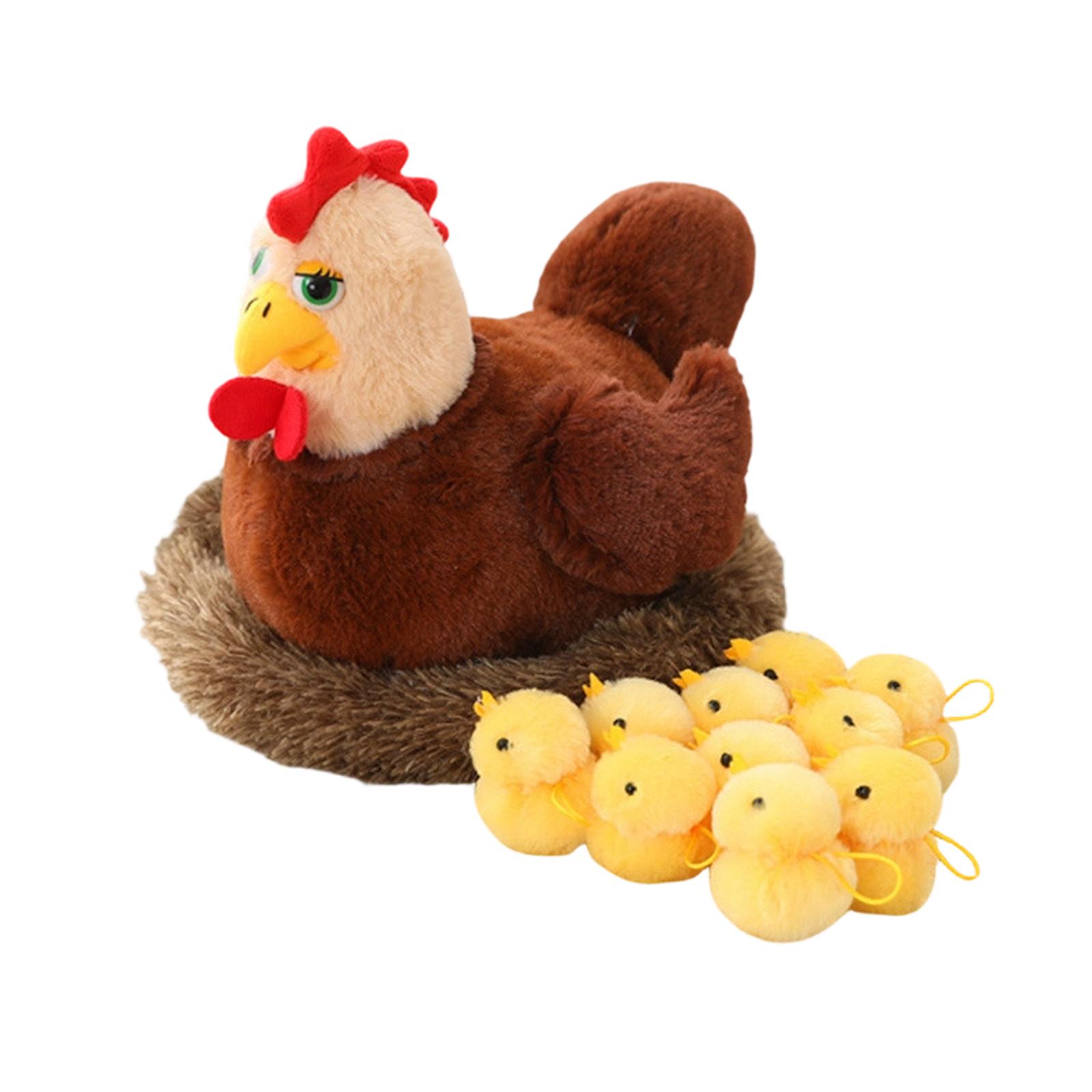 Plush Toy Hen Laying Eggs Doll, Play House Toy, Chicken Coop, Hen With Chicks Doll One Size