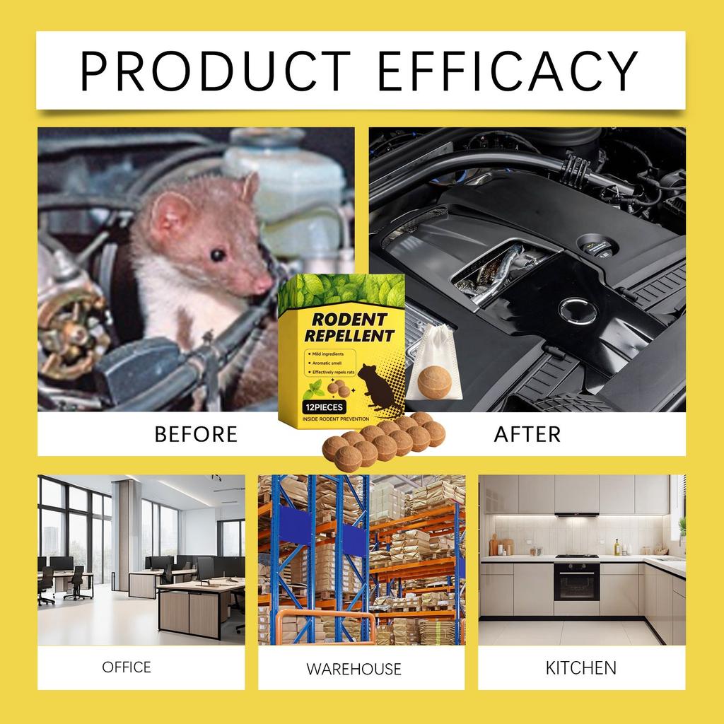 12 Pack Powerful Rat Repellents Pills, Natural Pest Deterrent For Home & Garden, Pet-Safe & Poison-Free, Easy-to-Use Rodent Control