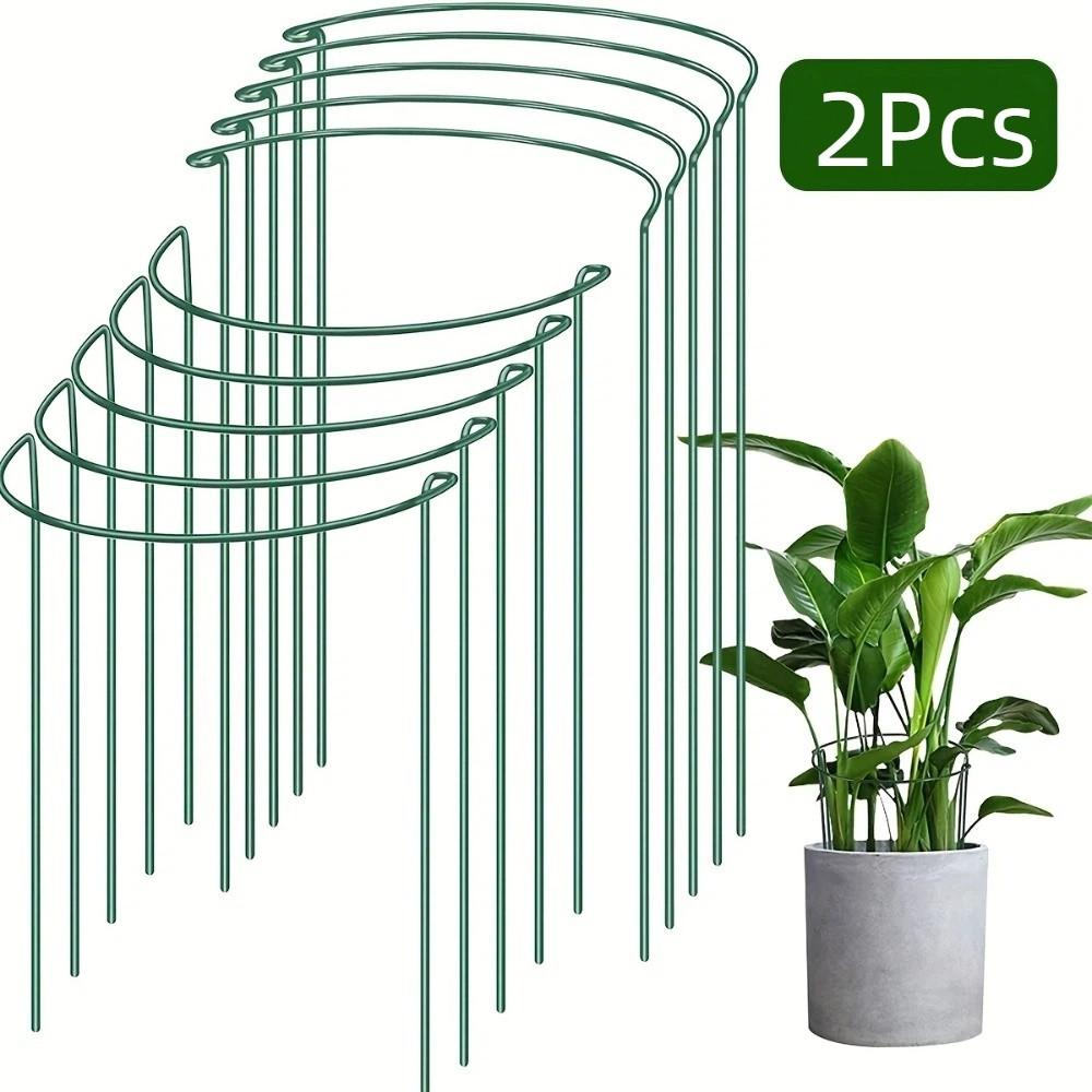 2PCS U-Shaped Plant Support Stakes Prevent Lodging Half-Ring Plant Climbing Trellis Rust-Resistant Fixed Rod
