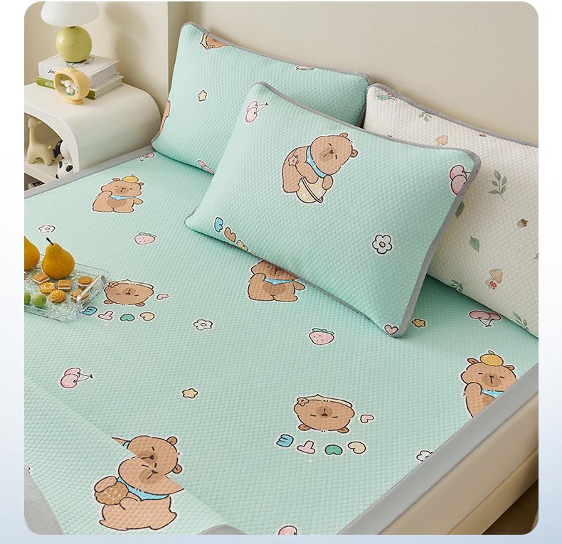 Ice Silk Cool Mat Set - Washable, Soft Three-Piece for Single Dorm Bed, 2026 Design.