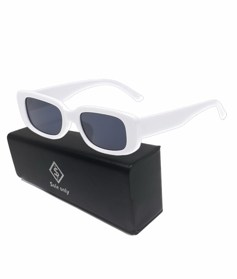 

только Sole Только включает Солнцезащитные очки Похудение УФ UV400 для Мужчин и Женщин $ole Солнцезащитные очки, Квадратные, Ретро, Узкие, Стильные, Для вождения, Модные, Чехол, белый