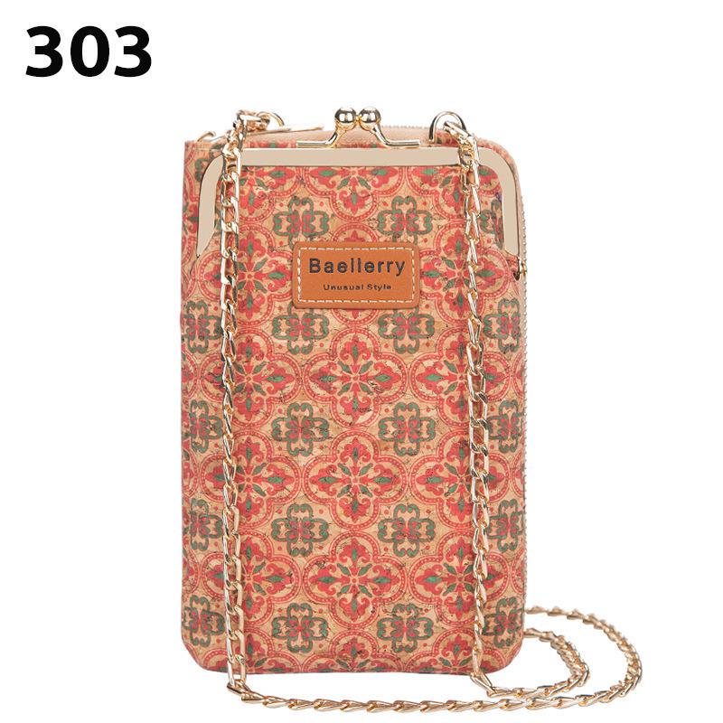 Baellerry Women's Large Capacity Crossbody Wallet - Fashion Wood Grain, Multi-Card Slot, Phone Bag, Korean Style