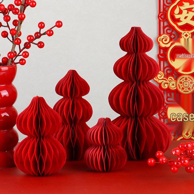 Chinese Red Gourd Paper Decorations for New Year and Spring Festival