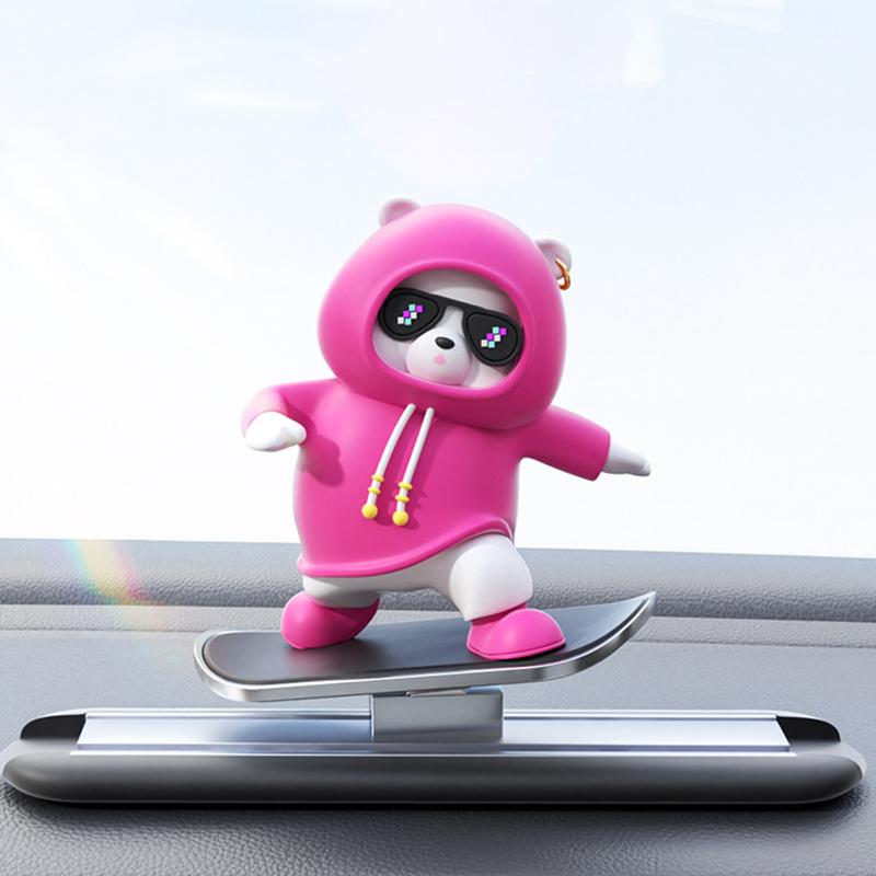 Cartoon Animal Car Interior Center Console Decoration Sliding Bear Dashboard Ornament Anime Auto Accessories 2024Creative Gifts