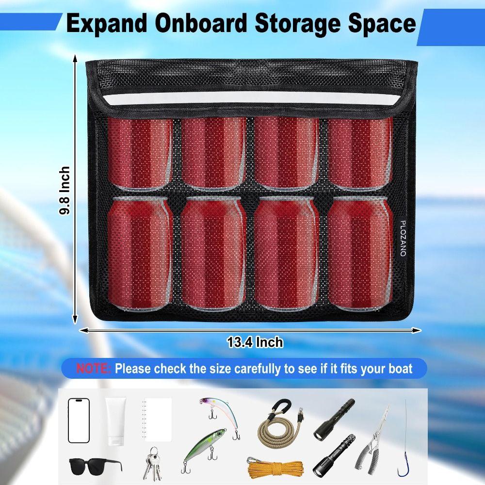 New Self Adhesive Boat Storage Bag with Lid Reflective Boat Organizer Leak-Proof Mesh Bag for Gloves Flashlight