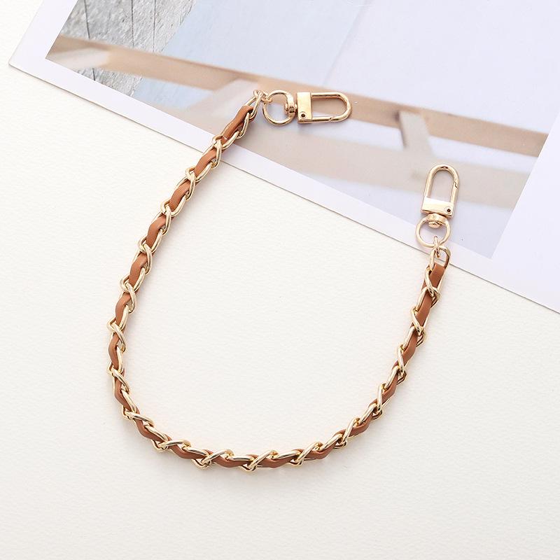 

Yilian Двойная жемчужная цепочка DIY чехол для телефона и ювелирное изделие для сумочки Металлическая и кожаная плетеная цепочка. Handle Chain