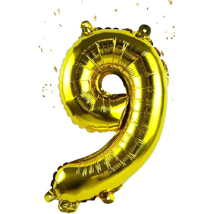 Gold Number “6”Jumbo Balloon 40 Inch, Mylar Foil Custom Single Letter, Hanging, Reusable for girls boys adults Birthday,Surprise,Wedding, 40inch Gold 9