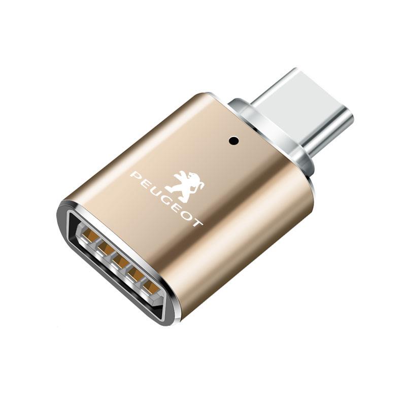 Type-C To USB Adapter OTG Connector Car Accessories For Peugeot 5008 508 408 4008 308 3008 208 2008 Landtrek Rifter e-Expert