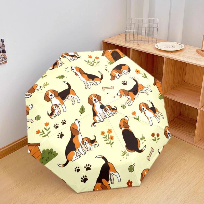1 PC Automatic Folding Umbrella - Cute Dog Pattern, Portable & Foldable Design with 8 Ribs, Christmas Birthday Gifts