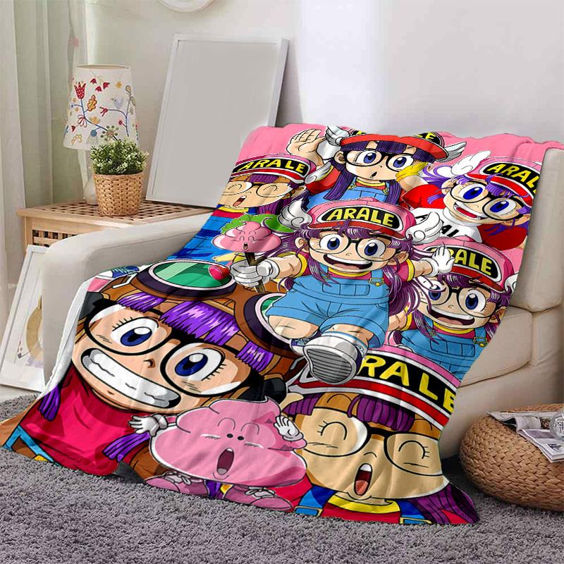 1pc Arale Adventure Friends Flannel Blanket Soft Warm Throw Blanket for Bedroom Living Room Bed Travel Camping Picnic Gift. M072201111