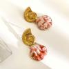 Summer Marine Style Matching Necklace Earrings Set With Seashells Pendant And Coral Accents For Women