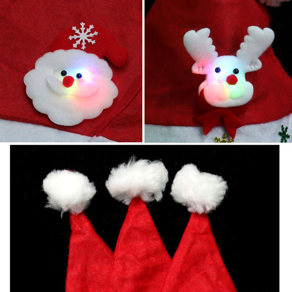 Festive LED Light Up Cartoon Christmas Hat Soft Plush Fabric Flashing LED Lights Surprise Style Christmas Gift