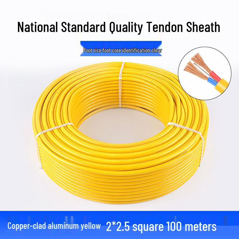 Waterproof Pure Copper 2-Core Soft Sheathed Wire, 1.5/2.5/4 Sq mm, Household & Outdoor Power Cable