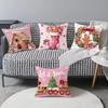 Christmas Gingerbread Man Pink Cushion Cover Letter Print Holiday Decoration Living Room Sofa Cushion Cover Cushion Cover