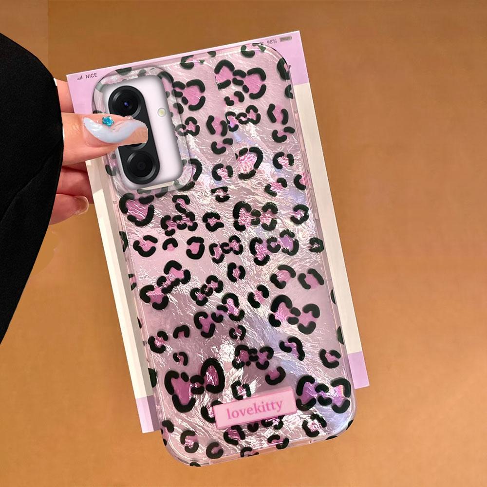 Retro Pink Leopard Glacier Texture Phone Case for Samsung Galaxy A55 A56 A36 A26 A16 A53 A06 A14 A24 A34 A54 A15 A25 A35 Cover