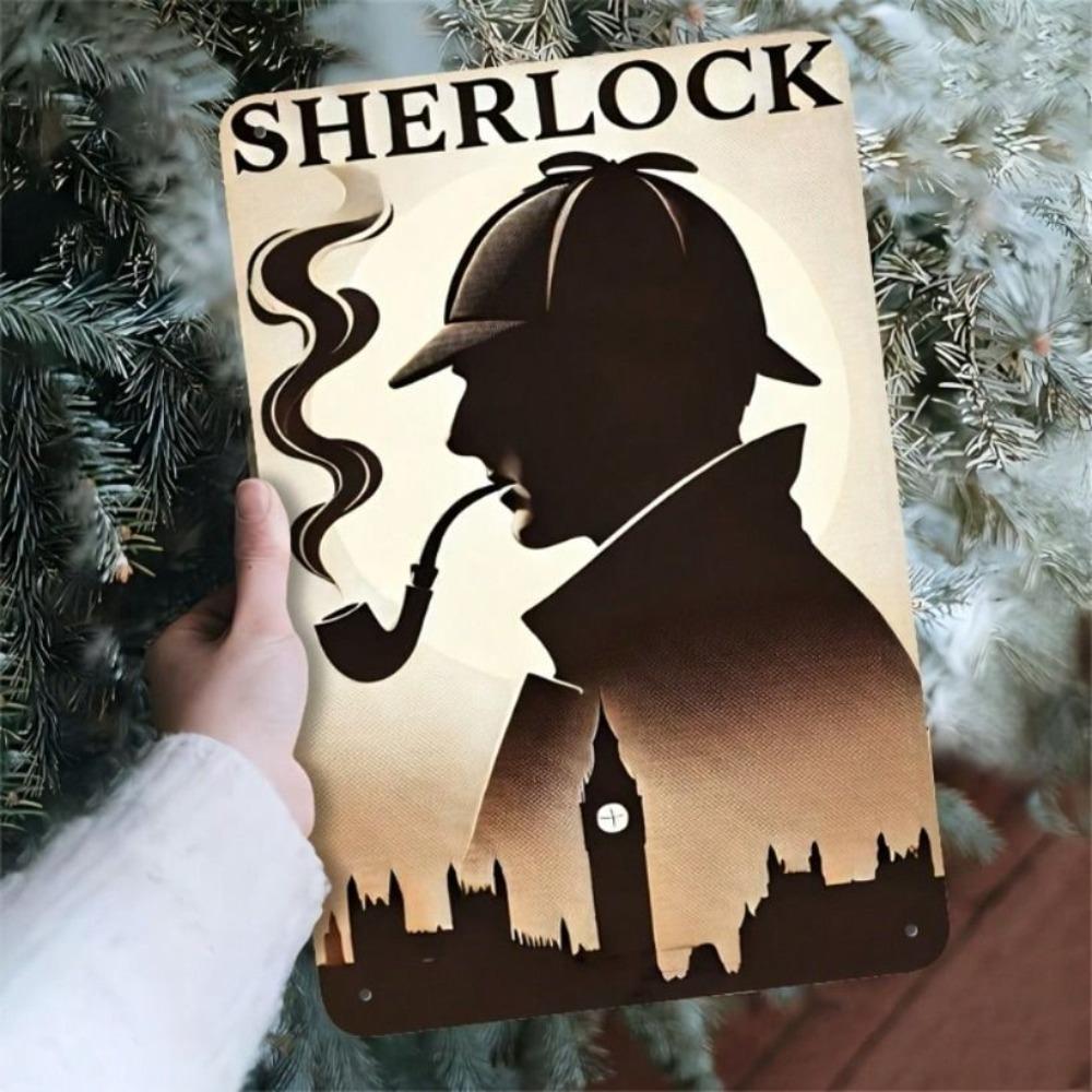 Planetjuice Wall Art Metal Poster Wall Art Sherlock Holmes Vintage Sign Bar Cafe Decor X Inch