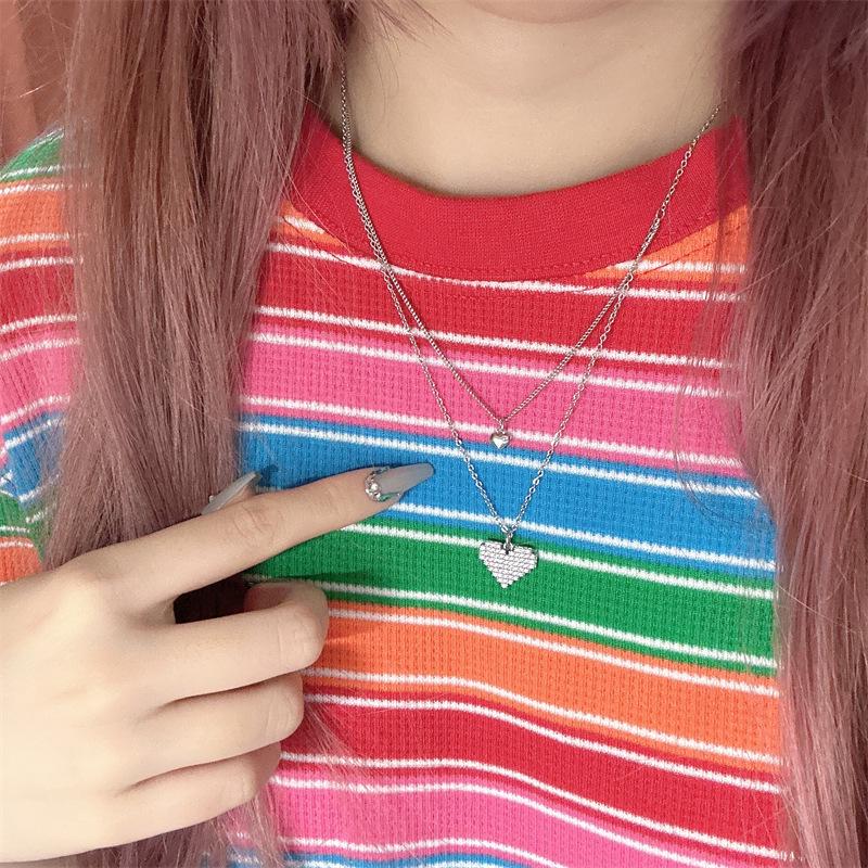 High-End Heart-Shaped Diamond Necklace - Elegant Clavicle Chain with Niche Design