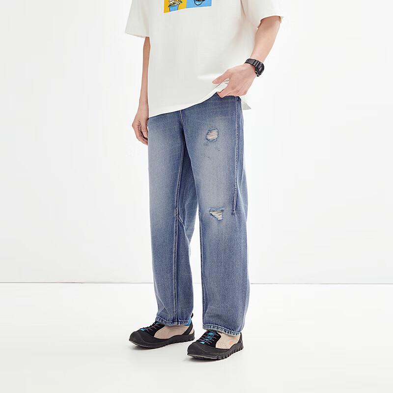 Peacebird Men's Summer Distressed Loose Straight-Leg Jeans