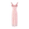 Pure desire sweet V-neck bow suspender dress women's summer new waist lace French pink floral skirt