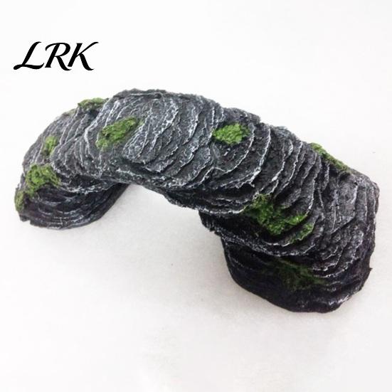 Turtle Tank Decoration Basking Platform, Rock Look Resin Baby Tortoise Climbing Ramp, Shelter Hideaway Arched Reptiles Dock Resting Terrace