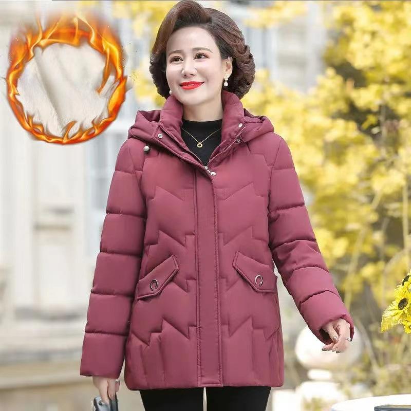 Down Cotton Women's Winter Padded Jacket, Western Style Winter Padded Jacket, Plus Velvet Thick Padded Jacket