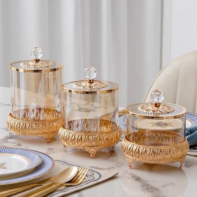 Elegantes Europäisches und Amerikanisches Geschnitztes Bonbonglas-Set - 3-teilig für Wohnzimmer