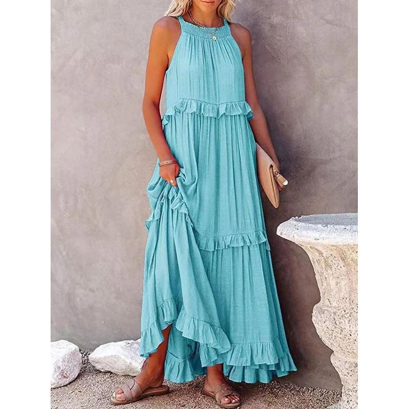 Abiti Lunghi Estivi Carini da Donna Senza Maniche Casual Svasati Taglie Forti Sexy Maxi Abito Occasioni Formali Festa Serale