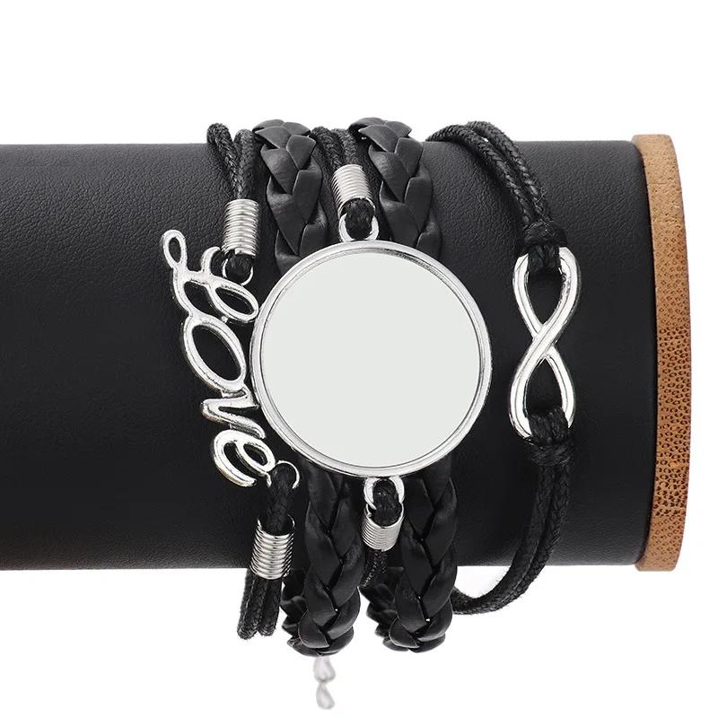 Sublimation Woven Leather Rope Bracelet Casual Jewelry Bracelets DIY Heat Transfer Blanks For Creative Fashion Jewelry Gifts