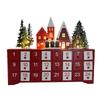 Wooden Advent Calendar for Christmas Home Use, 24 Drawer Lighted Village House with Warm LED Lighting for Seasonal Shelf Display Use