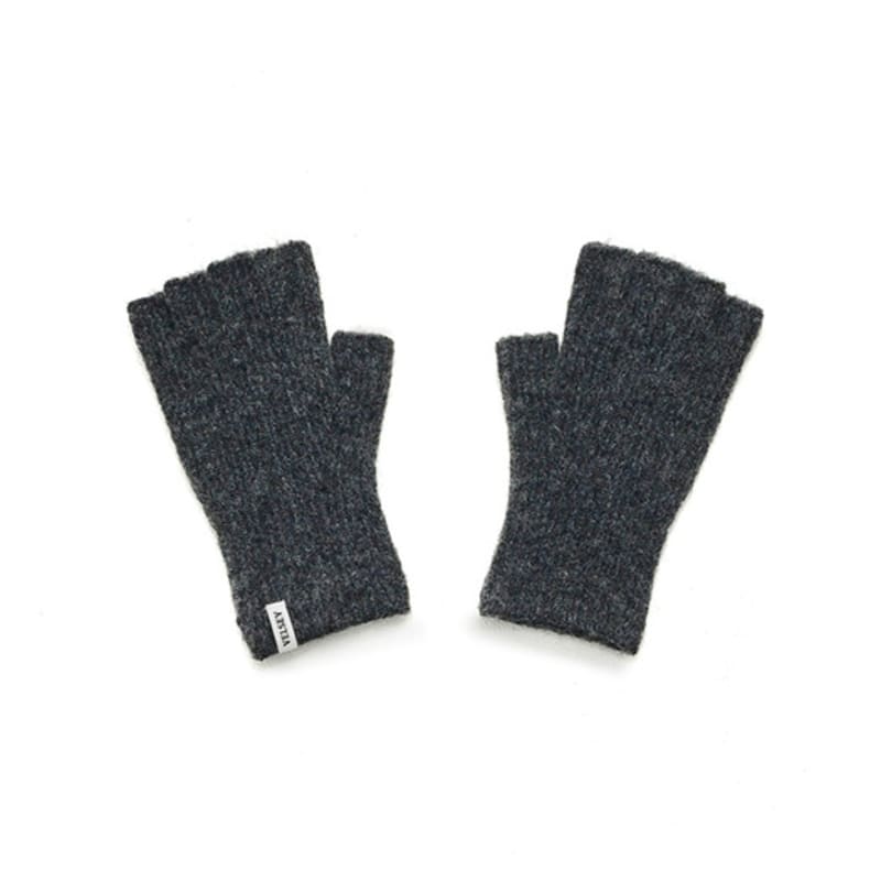 Velsey Wollmischung Klassische Gerippte Fingerlose Handschuhe [GRAU]
