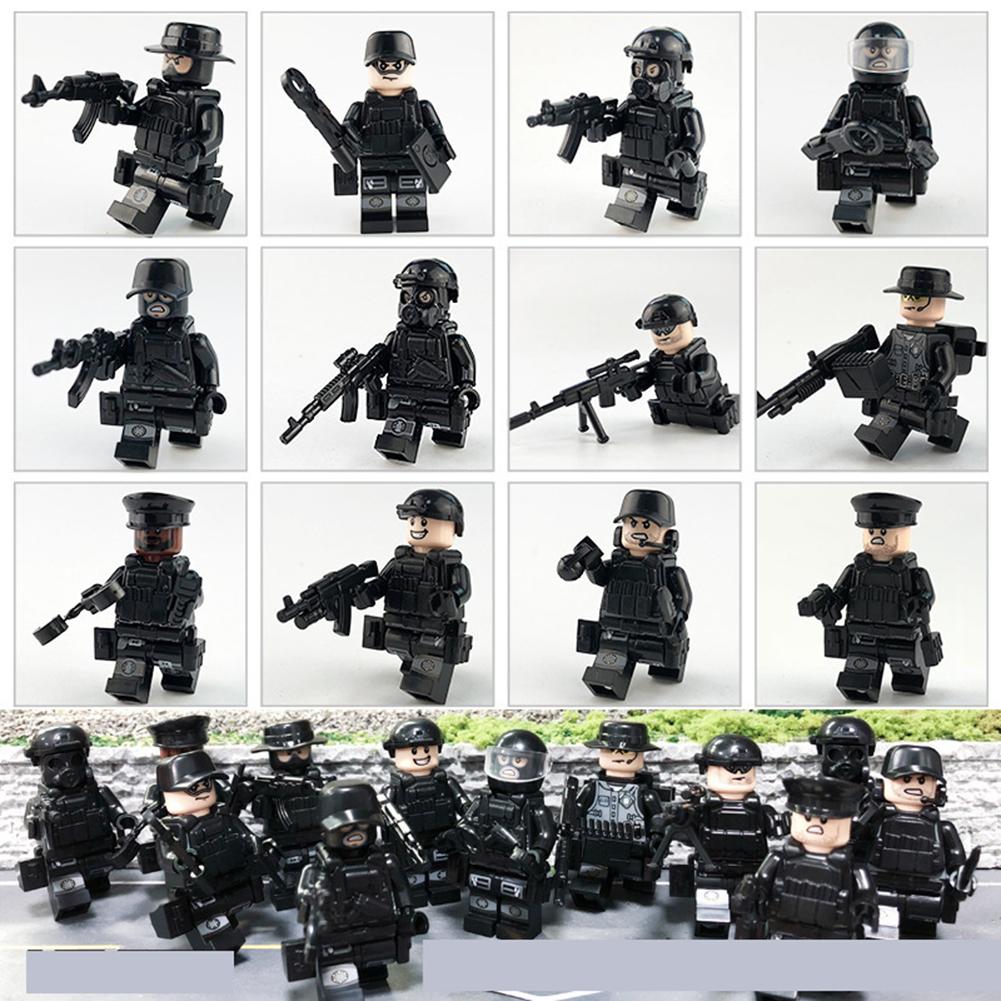 12 pièces/set Figurines de Soldats Militaires Swat Blocs de Construction Assemblés Jouets Éducatifs Pour Garçons Cadeaux