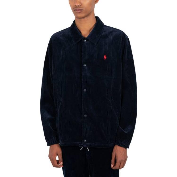 Polo Ralph Lauren FW22 Logo Embroidered Single-Breasted Polo Jacket Men Jacket Blue 710876600-001
