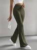 2025 Women's Solid Color Ribbed Knit Bell-Bottom Pants - All-Match, Slim Fit Casual Trousers for Spring and Autumn