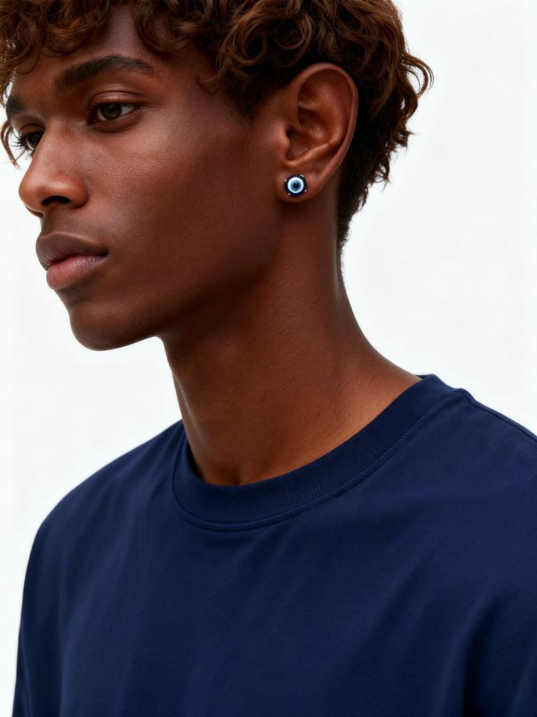 Anti Allergy Devil's Eye Magnetic Clip Earrings for Men,Stainless Steel Blue Eyes Non Perforated Earrings,Talisman Jewelry