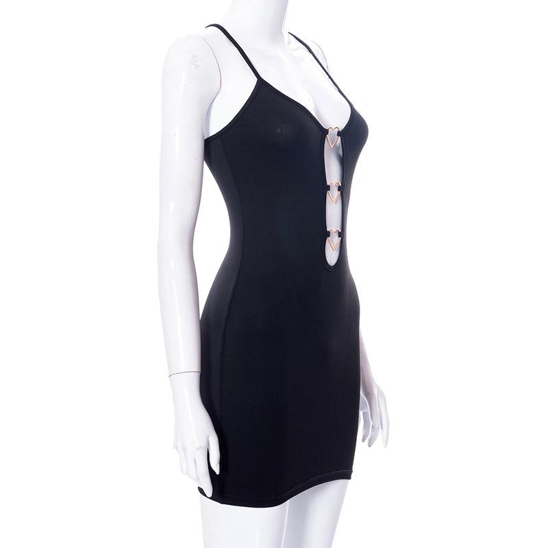 QICED Women's Spring Summer Pure Color Halter Sleeveless Spice Girl Dress