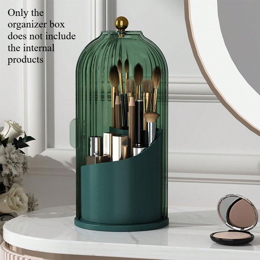 Birdcage Brush Holder Shelf Dustproof Compartment Desktop Cosmetic Organizer Rotating Makeup Brush Organizer Cartridge
