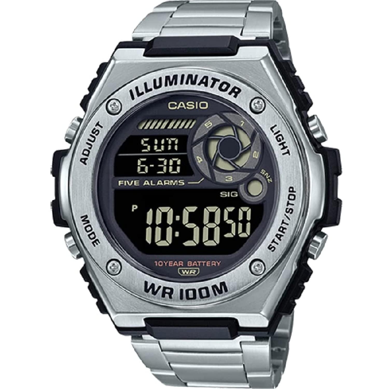 

[Casio] CASIO Стандартные цифровые мужские часы с мульти-будильником MWD-100HD-1BV с перевернутым ЖК-дисплеем и металлическим ремешком, модель Overseas [Товар]